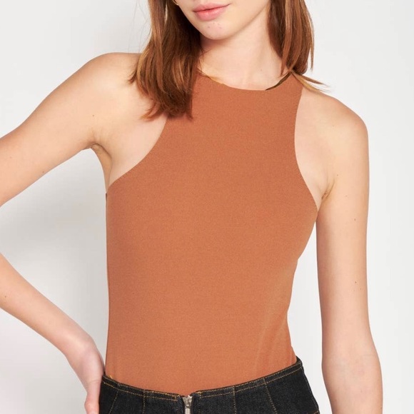 Brown Body Contour High Neck Bodysuit - Picture 1 of 4